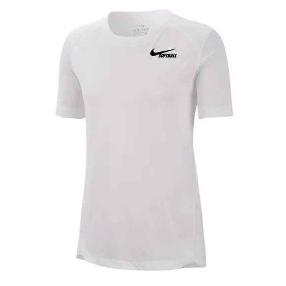 Nike Womens L Dry-Fit Short Sleeve Softball T-Shirt White Practice Jersey‎ NWT - Picture 1 of 2